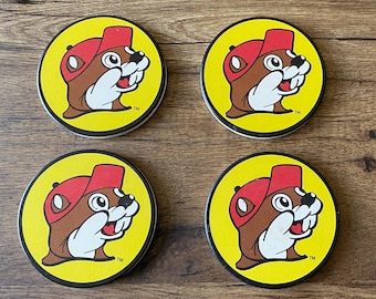 Buc-ee's beaver logo decorative coasters set of 4