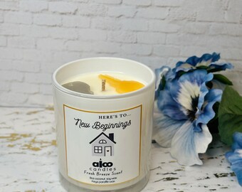 Housewarming Gift - Amber Scented Candle (8oz) | Real Estate Agent Gift | New Apartment | New Home | New Beginnings | Housewarming Gifts