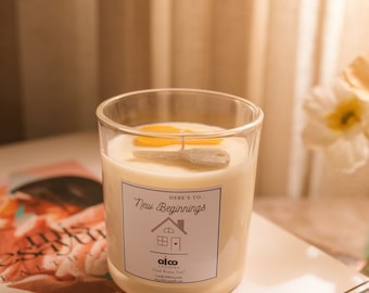 Housewarming Gift - Amber Scented Candle (8oz) | Gift for home owners | New House | New Apartment | New Home | New Beginnings | Personalized