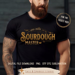 Mannelijke zuurdesem Master Baker tshirt zuurdesembrood starter open kruimel ambachtelijk shirt zuurdesem retro vintage mannen cadeau aanwezig Vaderdag