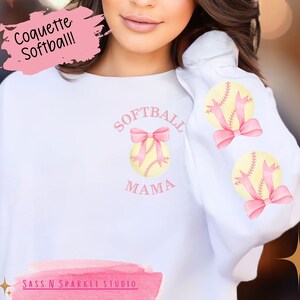 Kokette Softball mädchenhaft Mädchen feminin Mama Sweatshirt Ärmel Design Sport Geschenk Geschenk Mama romantisch Trend Trend Cottagecore Frauen Baseba