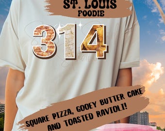 314 area code Pi day St. Louis foodie souvenir Christmas present Bridal shower gift tshirt Missouri square pizza gooey butter cake ravioli