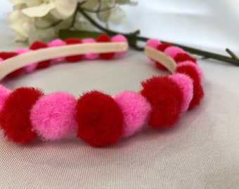 Pom Pom Pink & Red Headband