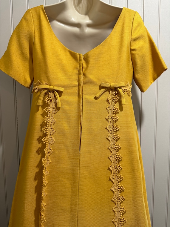 60s/70s Mustard Yellow Dress with a Train for Form