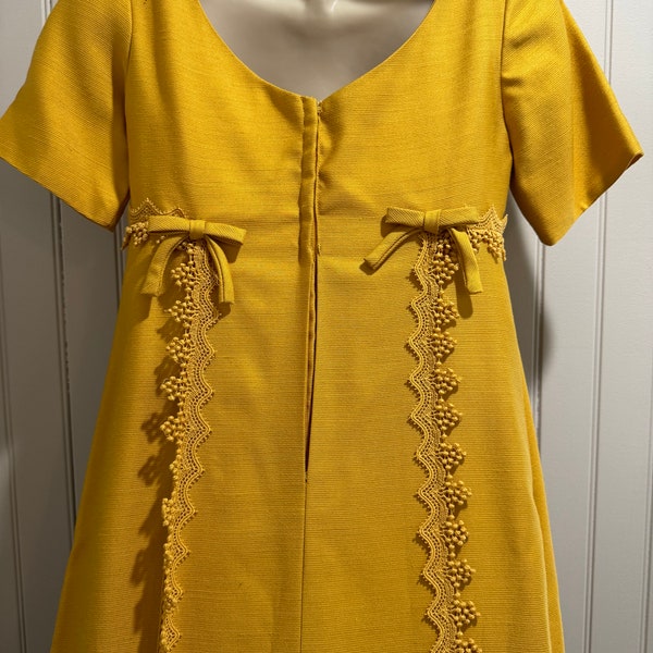 60s/70s Mustard Yellow Dress with a Train for Formal Events