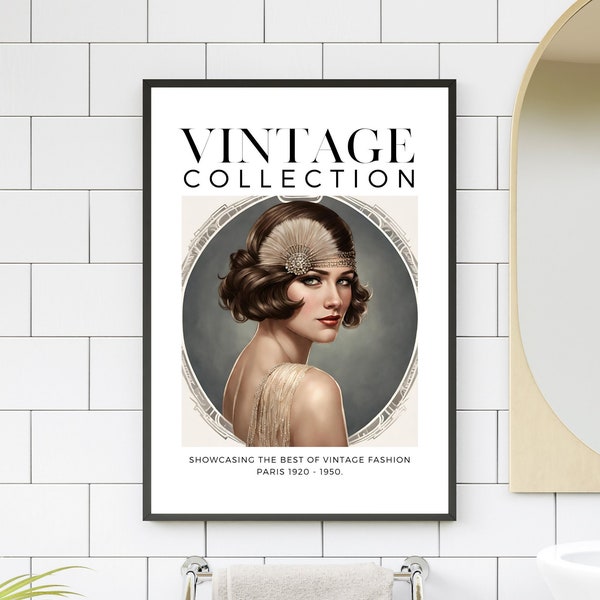 Printable Wall Art - 1920's Gatsby Flapper Girl - Vintage Fashion, Digital Download, Poster, Classic Art, Art Deco, Vintage Art