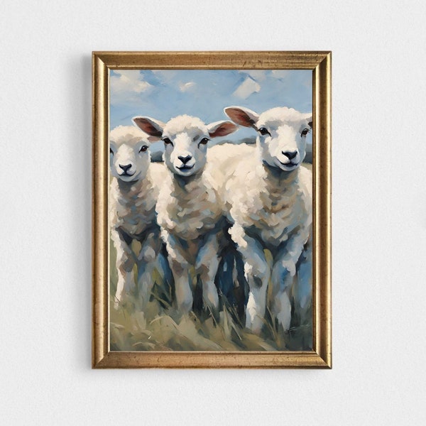 FARM ART SERIES | | Digital Download Decor | Lamb and Sheep | Classic Vintage Oil Painting Wall Art - Printable | Small to Medium Size