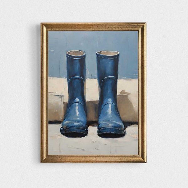 FARM ART SERIES | | Digital Download | Gumboots at the Door | Classic Oil Painting Wall Art - Printable | Small to Medium Size