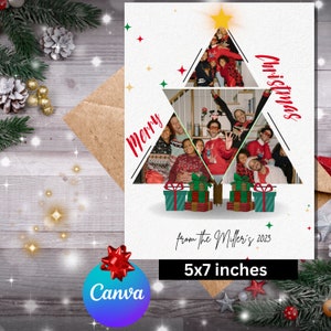 Feliz Navidad Tarjeta de Navidad Digital, Tarjetas de Navidad Imprimibles, Tarjeta de Felicitación, Tarjetas de Vacaciones, Descarga Digital, Canva Digital Christmas