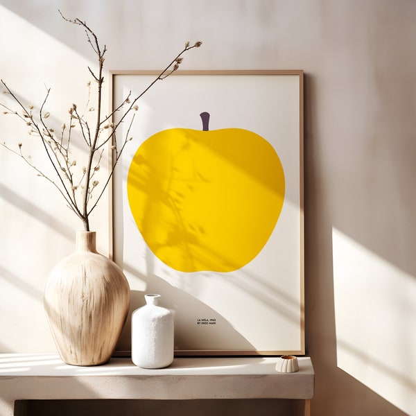 La Pomme Jaune | Enzo Mari (1963) | Museum-Quality Matte Paper Poster | Poster de Cuisine | Livraison Rapide