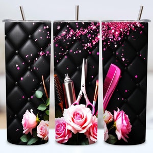 Bling Hairstylist Tools Tumbler Wrap PNG: 20oz Skinny Sublimation Design (Digital Download)