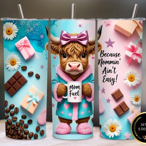 Mom Fuel Highland Cow Tumbler Design: Funny Coffee Quote (PNG Digital Download)