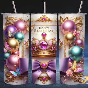 Happy birthday Tumble Wrap Design 20 Unzen dünnen Becher Sublimation wrap Geburtstag Mädchen Sublimation Design digitaler Download PNG 300DPI
