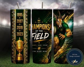 Rugby Champion 20oz Skinny Tumbler Wrap PNG Sublimation Champions Of The Field Sports Design Download