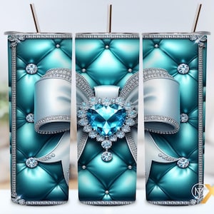 Turquoise Glam Tumbler Wrap: Bling 20oz Skinny Tumbler Design (PNG Digital Download)