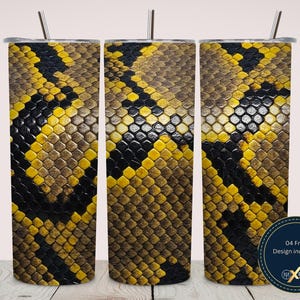 Snake Skin Texture 20oz Skinny Tumbler Wrap PNG Sublimation Reptile Scale Pattern Realistic Animal Print Design