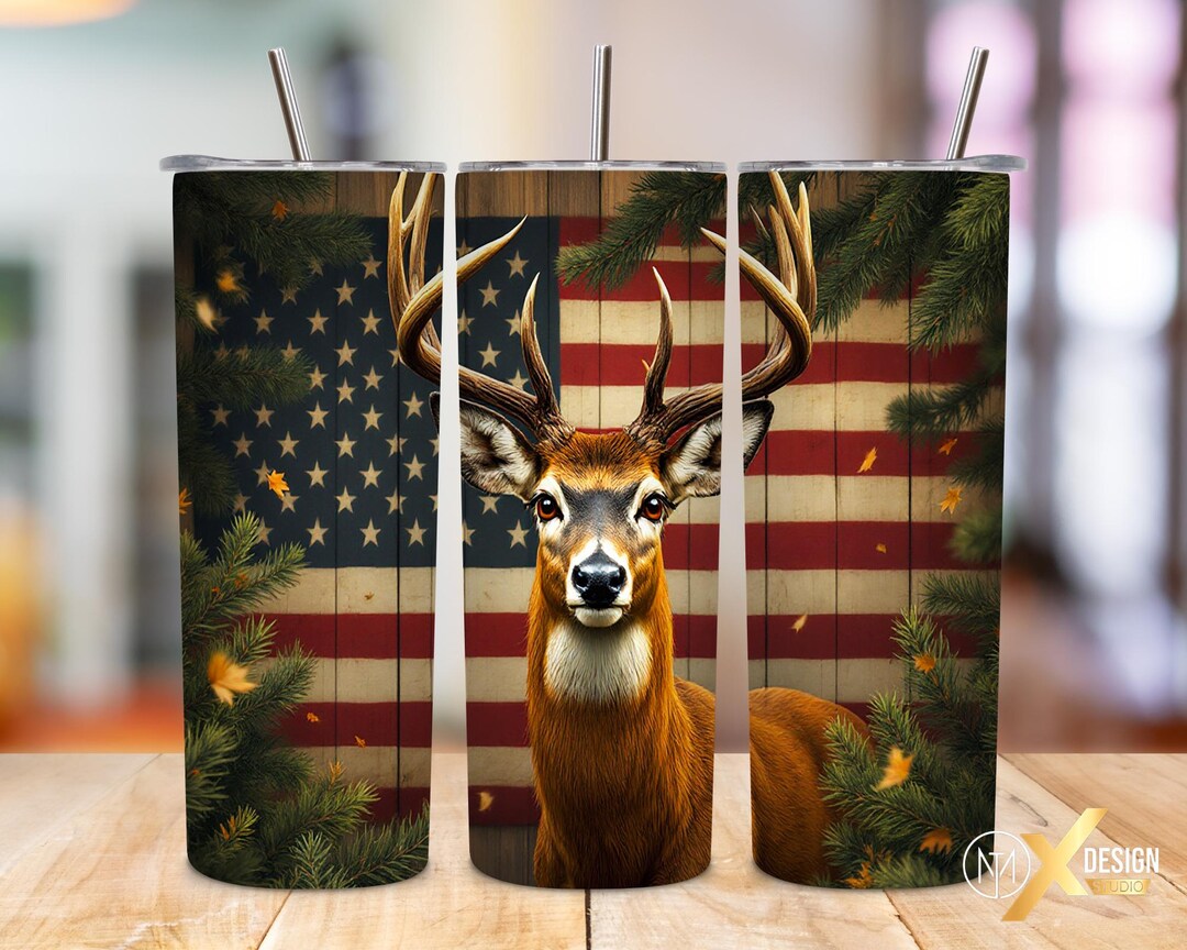 Deer in a Forest Tumbler Wrap, 20oz Skinny Tumbler Sublimation Design ...