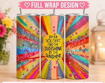 Sunshine Quote Colorful Sunburst Design PNG Sublimation Bright Floral Rays Inspirational Typography Digital Download