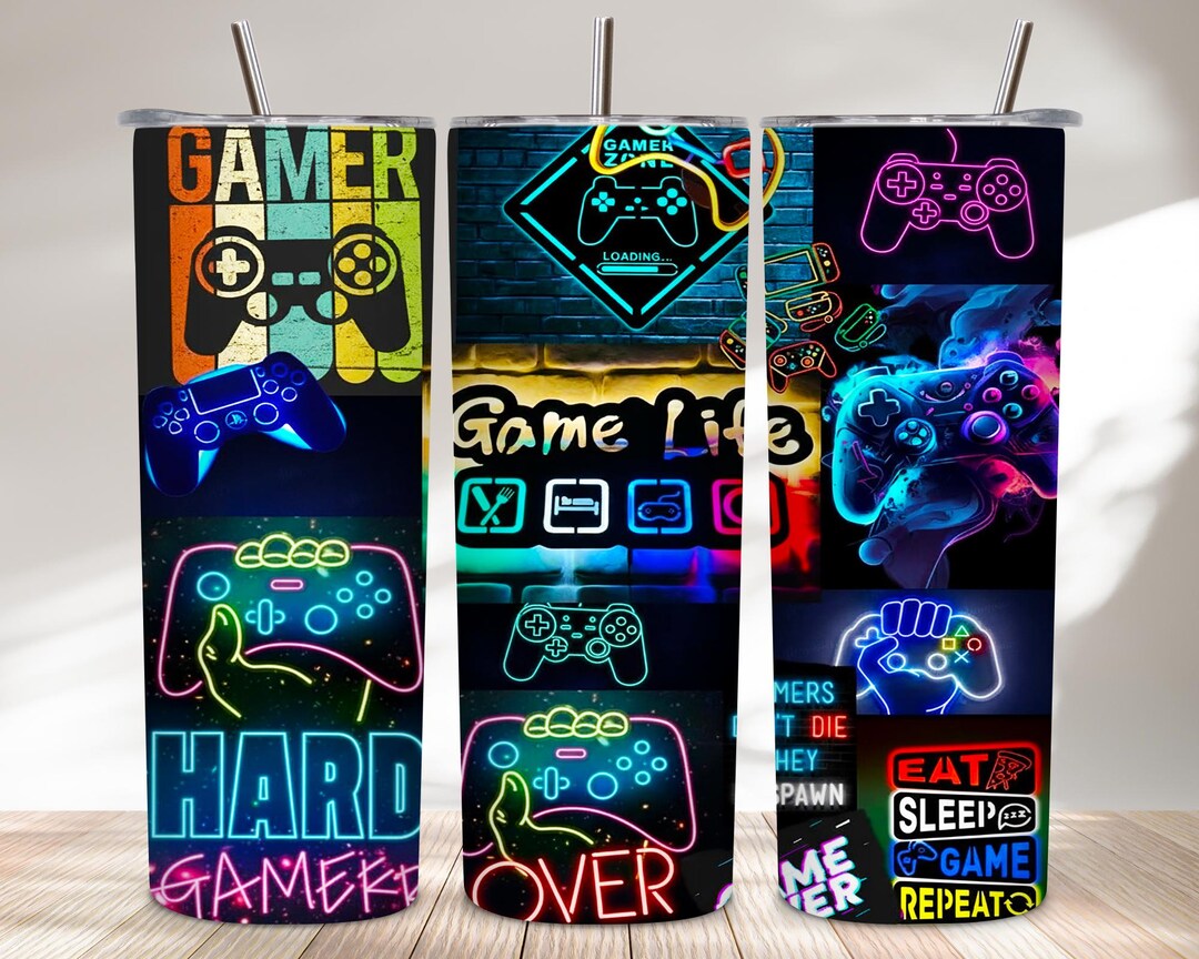Neon Gamer Tumbler Wrap PNG | Gaming Quotes Controller Sublimation ...