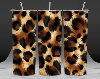 Leopardenmuster-Becherfolie (20 oz) PNG | Realistisches Tierfell-Design für schmale Becher (Sublimationsdruck) | Safari-Digitaldownload