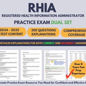 RHIA Prüfungspraxis | 2024-2025 Registered Gesundheitsinformations-Apotheker-Prüfung | Zwei Sets Prüfungspakete |  300 Fragen und Erklärungen |