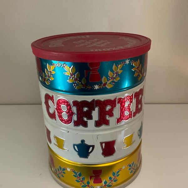 Vintage 1960's Colorful Metallic Coffee Tin