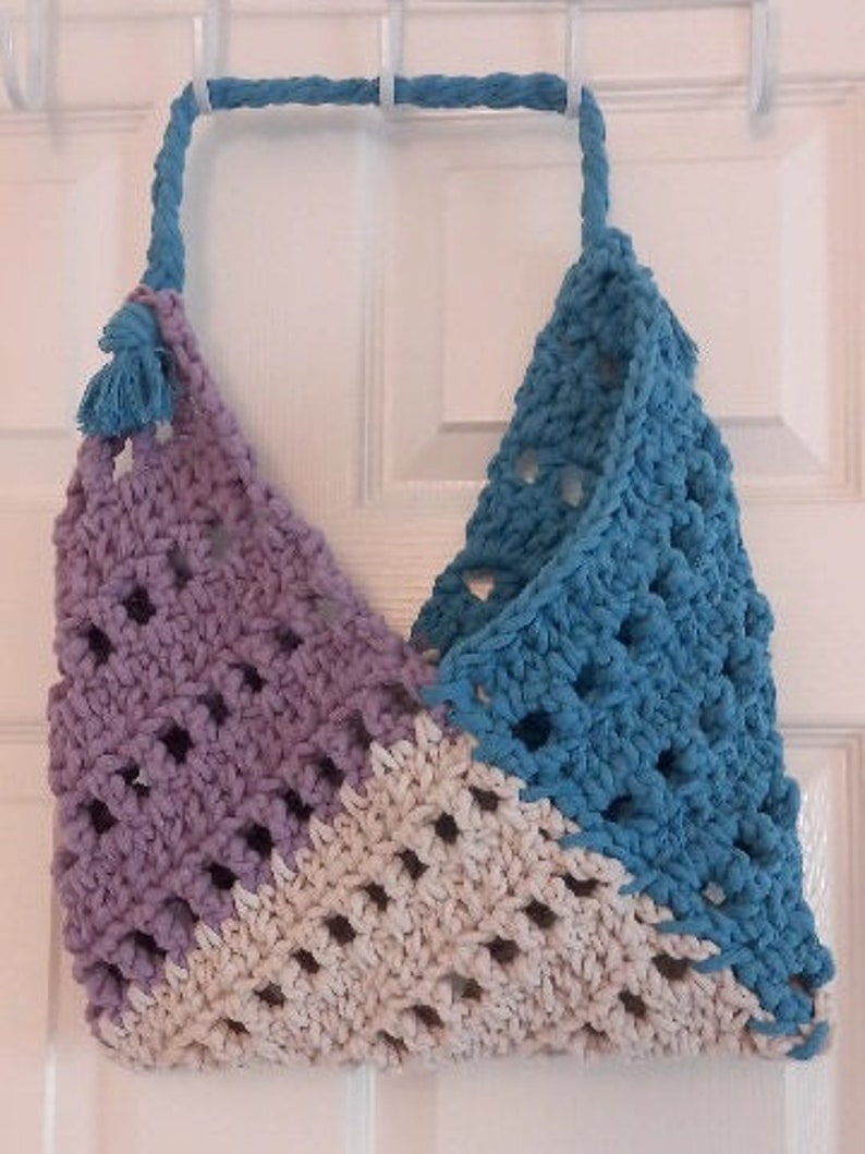 Sac en macramé, sac au crochet, sac à bandoulière, sac en macramé fait main, sac en corde de coton, sac fait main, sac de plage, sac d'épicerie, sac coloré, sac fourre-tout, image 4