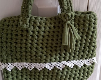 Sac au crochet fait main, sac à bandoulière fait main, sac au crochet couleur avocat, sac fait main, sac à bandoulière en fil, sac en corde, sac d'épicerie, sac fourre-tout