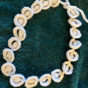 Handmade Crochet Flower Necklace - Soft Cream Jewelry