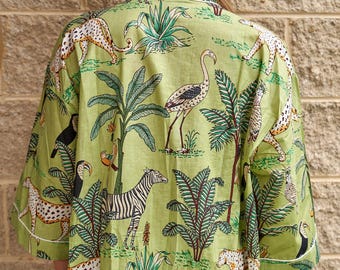 Safari Splendour' 100% Cotton Kimono Robe
