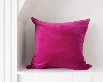 Fundas de cojín de terciopelo de lujo Linen Connections - Fucsia Rani