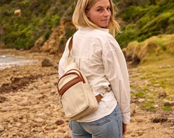 Genuine Leather Crossbody Travel Bag, Lightweight Sling Shoulder Handbag