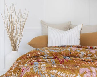 Indian Kantha Quilt Blanket Bedspread Throw Duvet - Miami