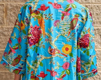 Tropical Topiary' 100% Cotton Kimono Robe