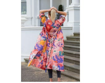 Crimson Colours' Kimono' 100% Cotton Bathrobe