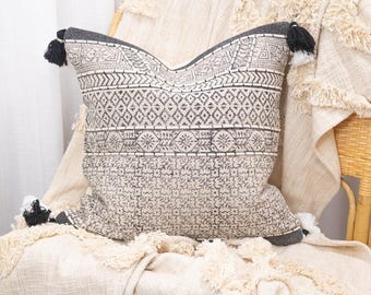 Linen Connections Moroccan Tassels Cushion Cover - Moonlight