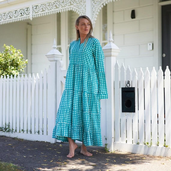 100 cotton maxi dresses 100% Cotton Teal Floral Maxi Dress - All Dresses