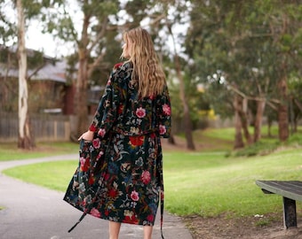 Bata kimono de terciopelo 100% algodón de Luxe Botanicals