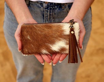 Monedero de piel de vaca - Encantador color marrón