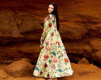 Vestido largo 100 % algodón 'Floral Fusion'
