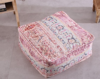 Moroccan Ottoman Cushion Cover, Pouf, Footstool - Turkish Kilim