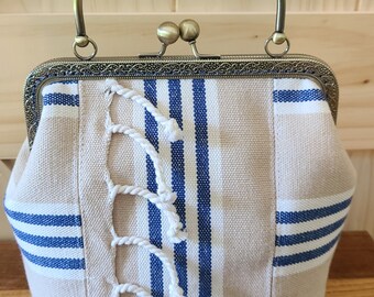 Kiss Lock Purse, Handwoven Bags, Tea Towel Bags