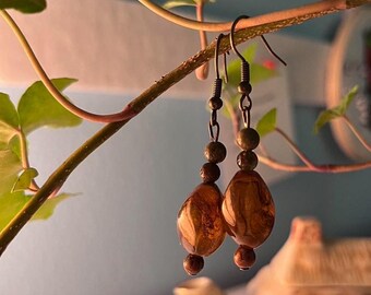 Earthy Gemstone Dangle Earrings