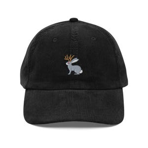 Jackalope embroidered corduroy cap