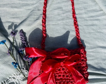 Ruby Ribbon Crochet bag