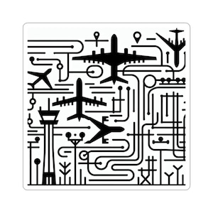 Aviation Line Art Stickers, Aircraft Decals, Pilot Gifts, Airplane Decor, Plane Lover Accessories