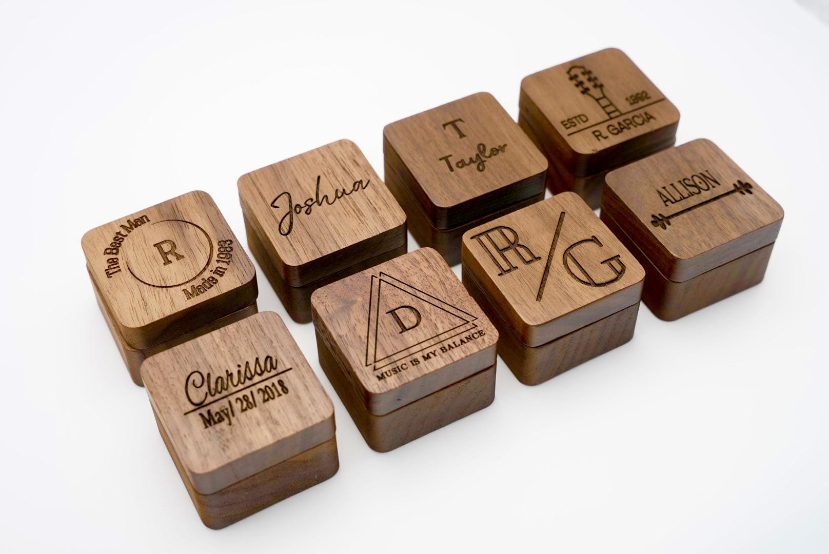Personalized Guitar Picks, Custom Wooden Guitar Pick Case Box with Engraving, Wood Guitar Pick Organizer Music Gift for Guitarist Musician