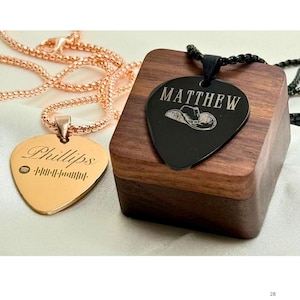 Engraved Guitar Pick Necklace: Personalized Stainless Steel Musician Gift