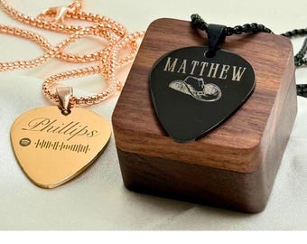 Engraved Guitar Pick Necklace – Personalized Musician Gift, Custom Pick Jewelry for Boyfriend, Girlfriend, Music Lover.
