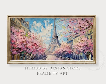 Paris Spring Blossoms TV Art | Spring Frame TV Art | Floral Painting Tv Art | Instant Download